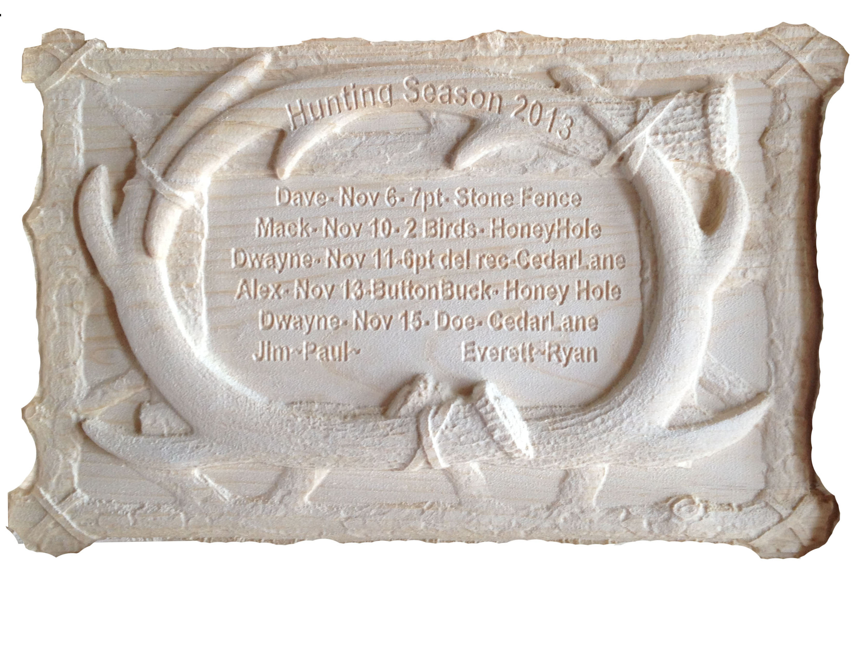 Hunting Season carved plaque